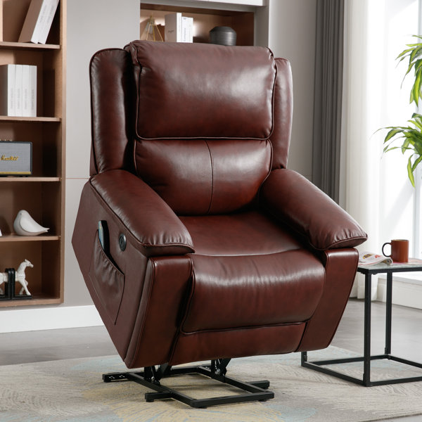 Ebern Designs Daphnie Classic Genuine Leather Nubuck Power Lift Assist